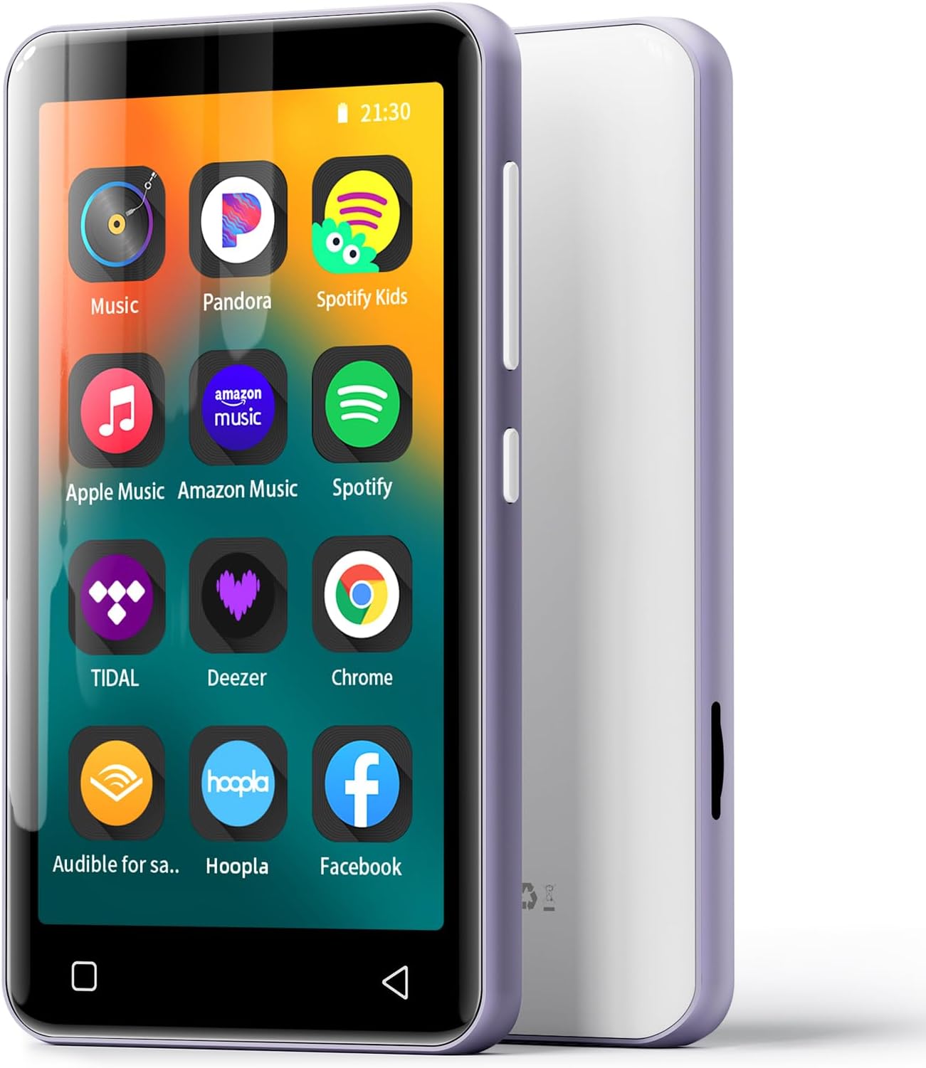 innioasis 80GB MP3 Player with Bluetooth and WiFi, Music Player for Kids with Spotify, Spotify Kids, Pandora, Audible, 4.0" Digital Music Player with Parental Controls, Up to 1TB (White+Purple)