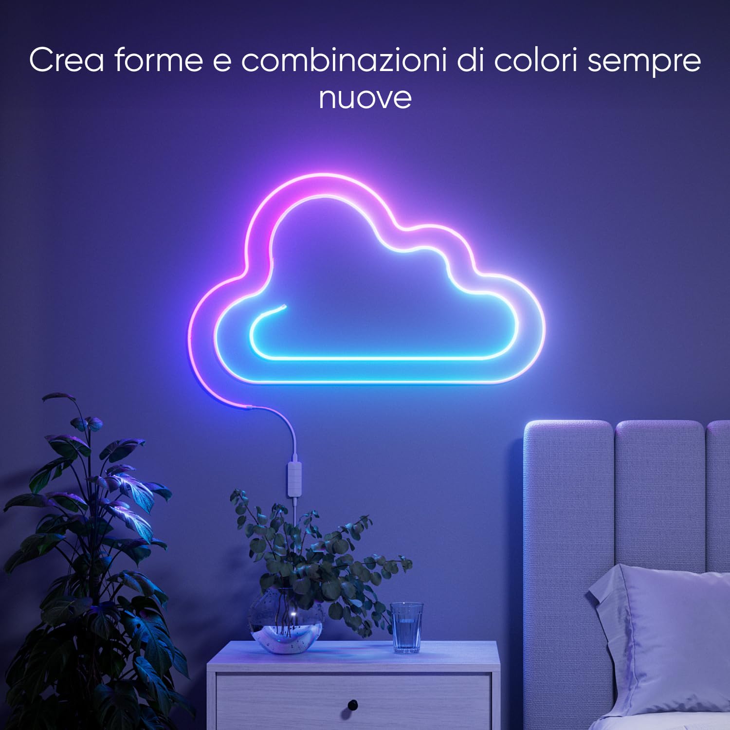 Nanoleaf Striscia LED Neon RGB 5m, Wi-Fi Compatibile con Matter, Alexa e Google Assistant, Sincronizzazione Musica e Schermo, DIY, Scene Dinamiche via App, Controllo Vocale, Per Camera e Déco Murale