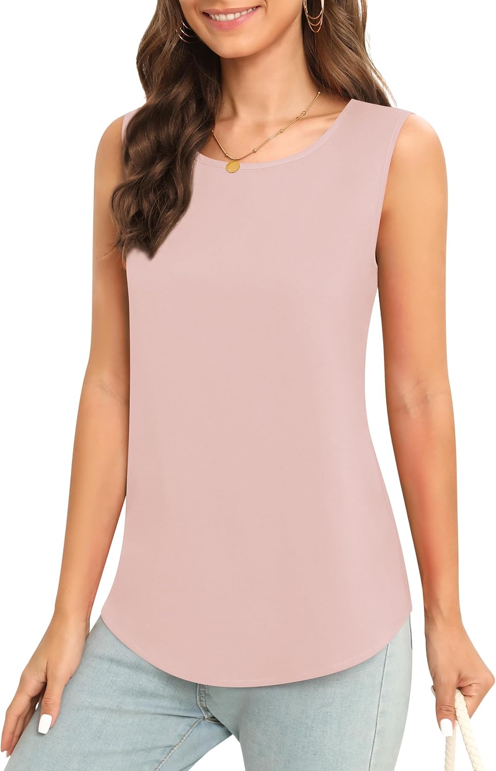 MEILANZJ Women's Sleeveless Chiffon Tank Top Business Casual Blouse Tunic Top