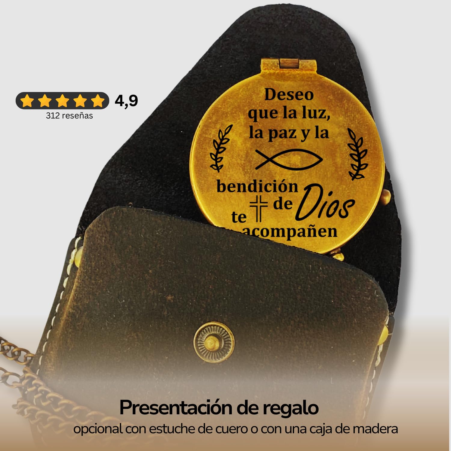 Brújula personalizada con grabado de iglesia y texto personalizado, ideal como regalo para bautizo, comunión, confirmación