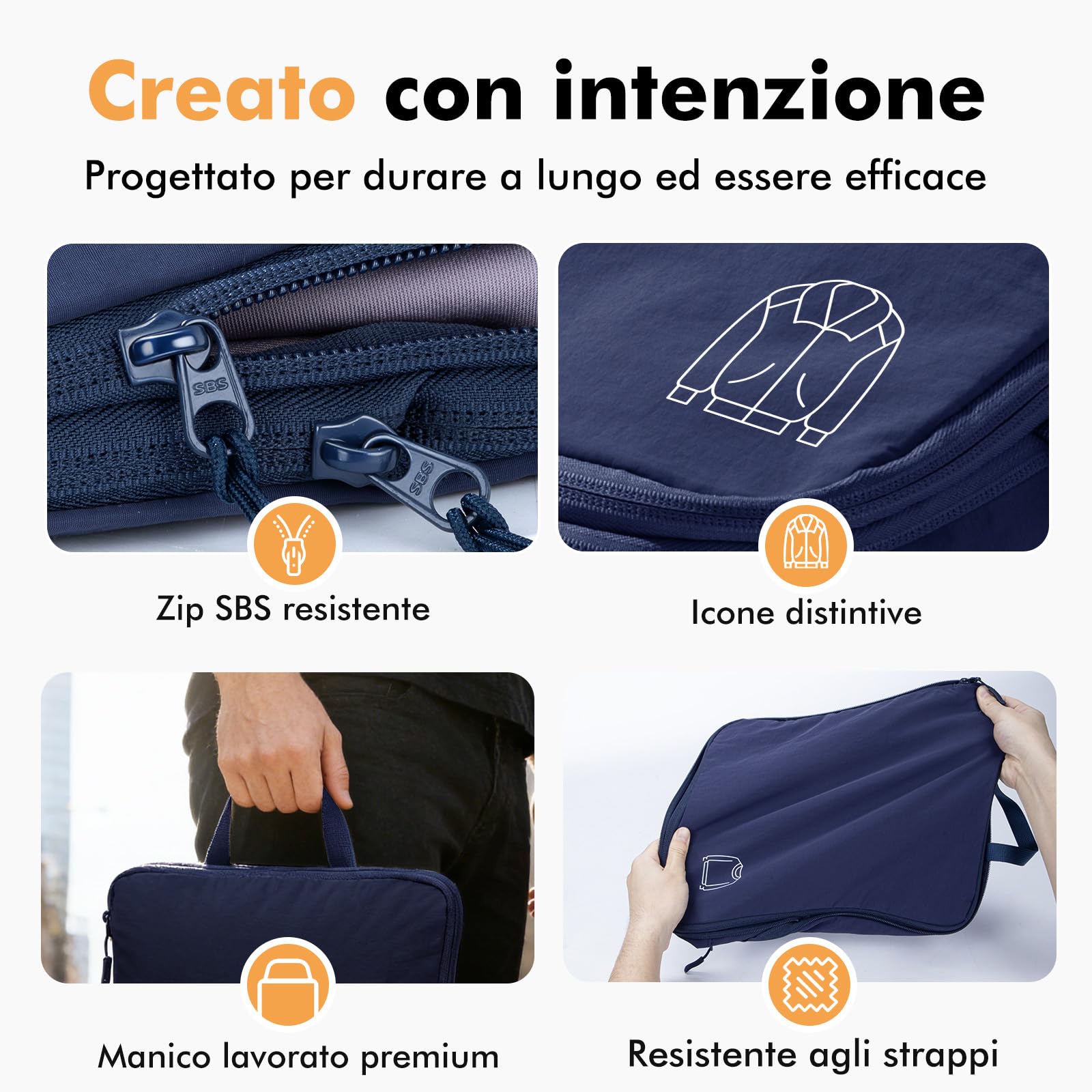 Organizer Valigia,Cubi Compressione Packing Cubes Compression,Organizzatori Valigia Viaggio Compressione, Nylon Organizer Valigie Set,Accessori Viaggio Utili Blu Navy