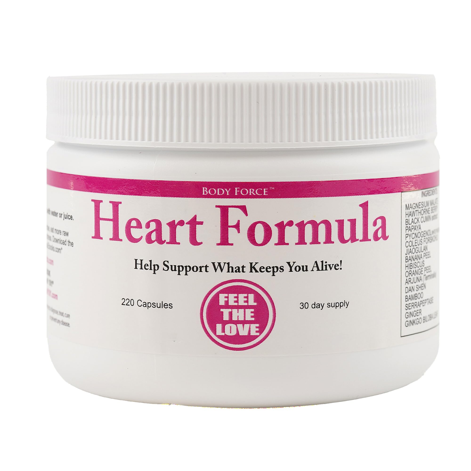 Body Force Heart Formula Capsules: Plant-Based Powder with Magnesium Malate, Serrapeptase, Hawthorn Berries, & Ginkgo Biloba