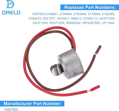 Miniatura 3 de 4387503 Termostato de descongelación bimetálico para refrigerador, repuesto para Whirlpool, Kenmore, reemplaza WP4387503 343917 61002113 PS11742474