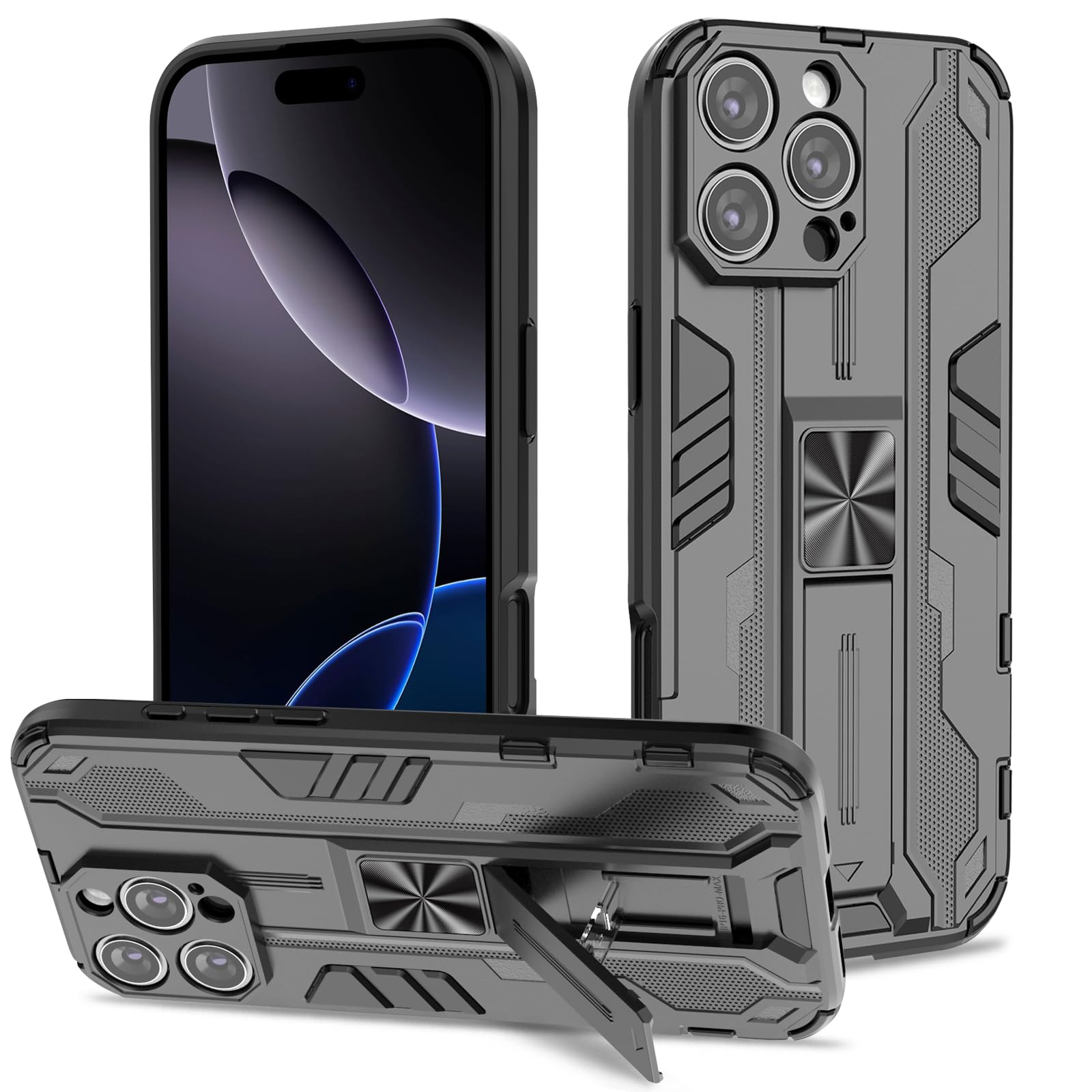 Funda para Samsung Galaxy A13 4G con Cristal Templado Protector Pantalla, Carcasa Antigolpes con Soporte anular metálico, Case Protectora de Grado Militar, Negro — view 116