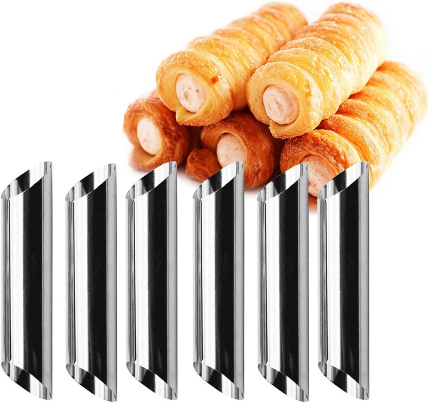 JasCherry 20pcs Non-Stick Cream Horn Cones Tubes 2 Sizes Stainless Steel Conical Croissant Pastry Baking Moulds Set, Cannoli Form Roll Mold Corner Shaper for Christmas Anniversary and Daily Use #6 - Image 4