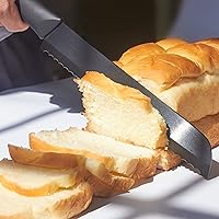 Vista 2 de Cuchillo de pan serrado de cerámica, cuchillo de cocina de hoja afilada de 8 pulgadas con tapa