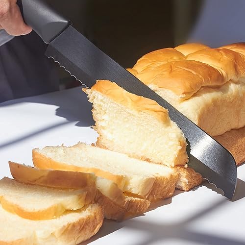 Miniatura 2 de Cuchillo de pan serrado de cerámica, cuchillo de cocina de hoja afilada de 8 pulgadas con tapa
