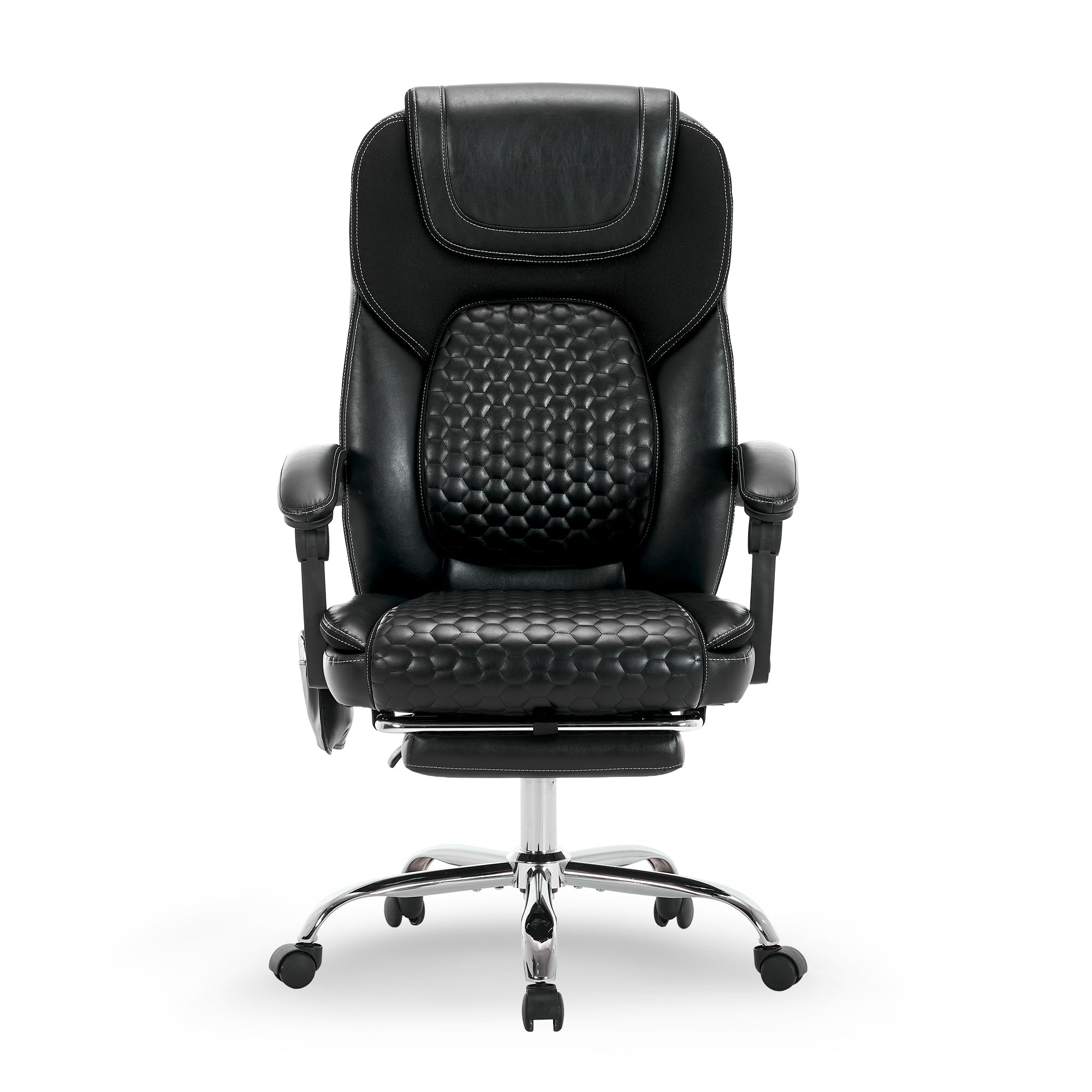 Executive Office Chair with Massage and Heat Ergonomic Reclining Desk Chair with Footrest Big and Tall High-Back Leather