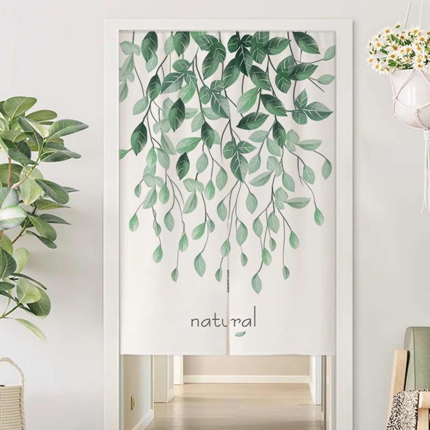 Guest Ruyunlai M14 Green Plants Japanese Noren Doorway Curtain, 100X150cm