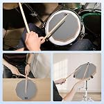 12 Inches Drum Pad and 5A Drum Sticks, Double Sided Snare Drum Practice Pad for Drummers, Silent Practice Drum Pad with Storage Bag - Gray