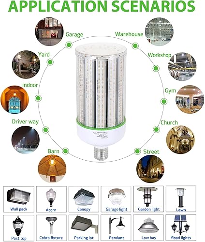 Miniatura 4 de Bombilla LED de maíz de 250 W, reemplazo de halogenuros metálicos de 1000 W, bombilla LED de base Mogul E39 de 5000 K, lámpara HPS HID para uso