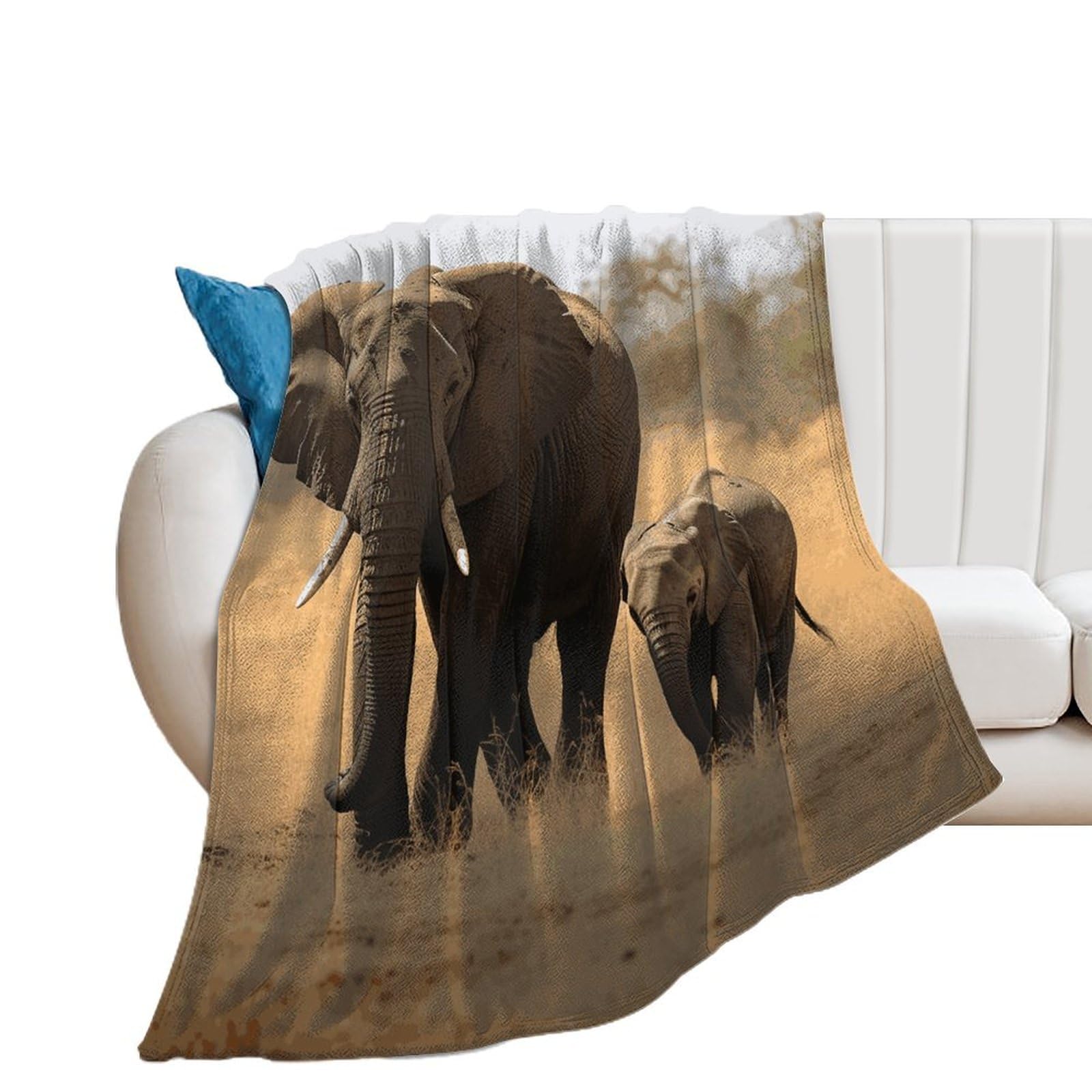 Couverture microfibre confortable éléphant cadeau femme XL