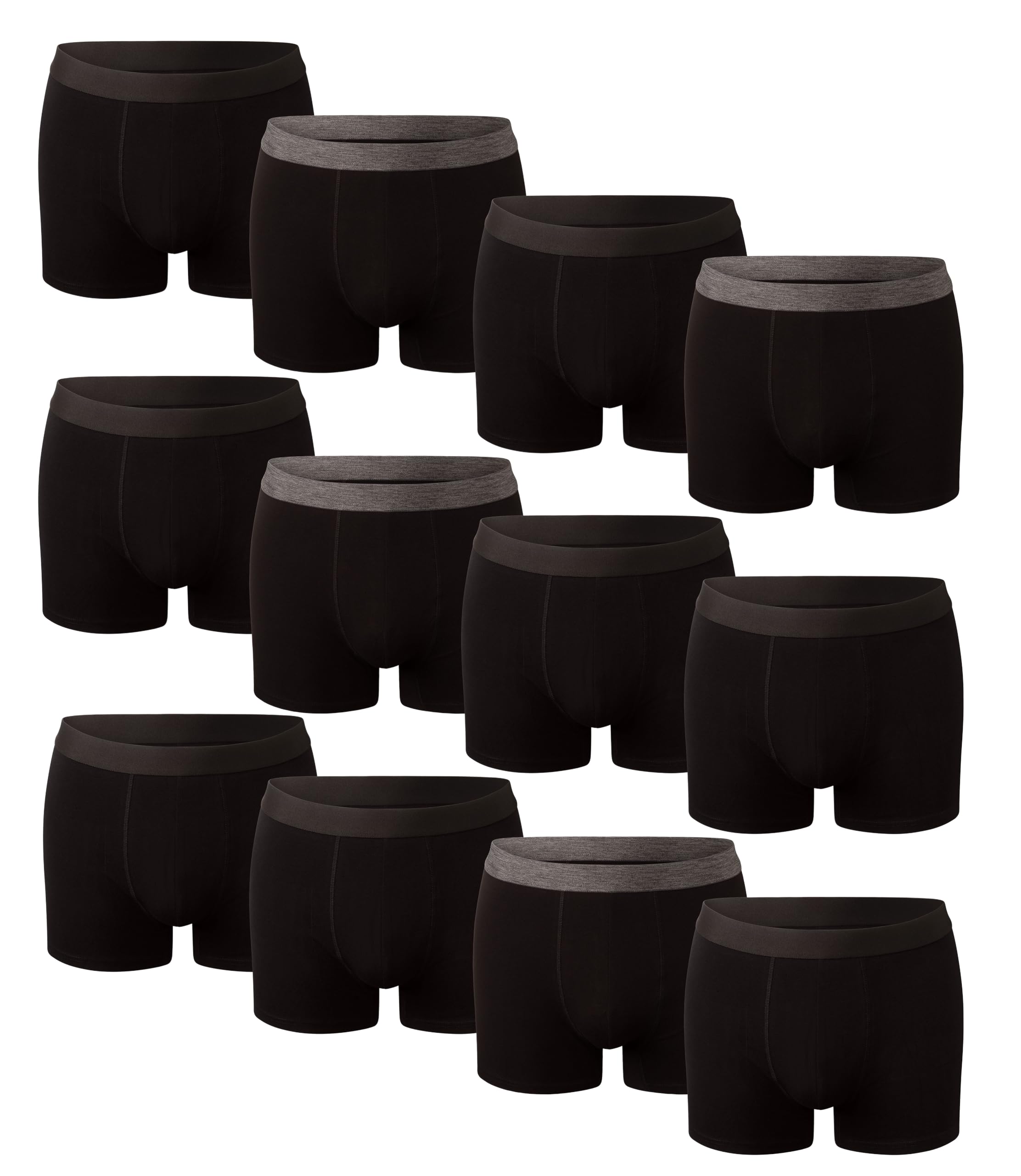 Bonjour Men's Black Fitted Hipsters Boxer, L, Pack Of 12