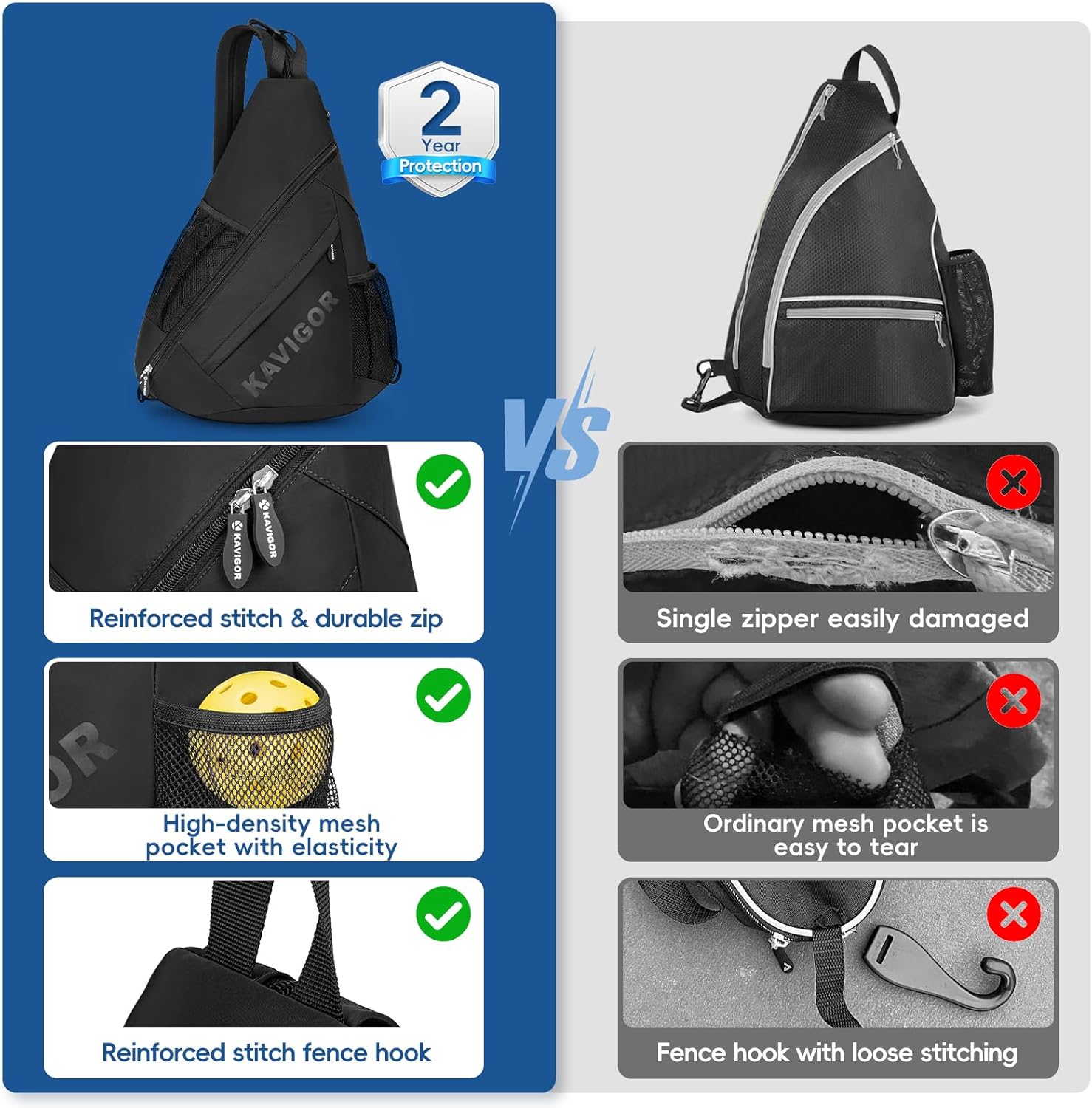 2025 Pickleball Sling Bag, Convertible Ultra-Light Backpack with Skin-Soft Fabric & Wet/Dry Pocket, Fits 4 Paddles + Gear - Image 7