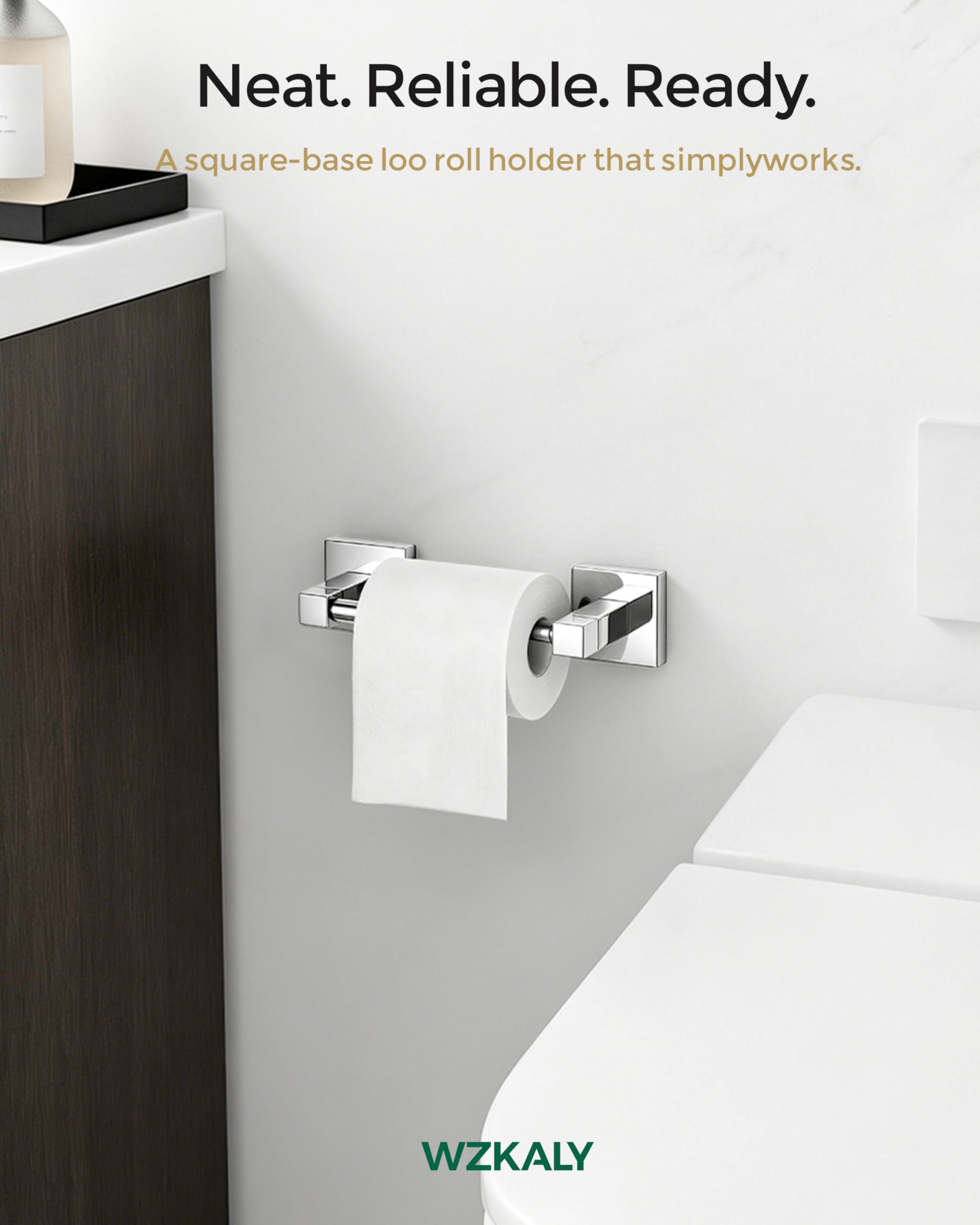 Porta rotolo di carta igienica da parete, in acciaio inox, con doppio palo girevole, base quadrata, per bagno e bagno, porta rotolo di carta igienica antiscivolo (cromato)