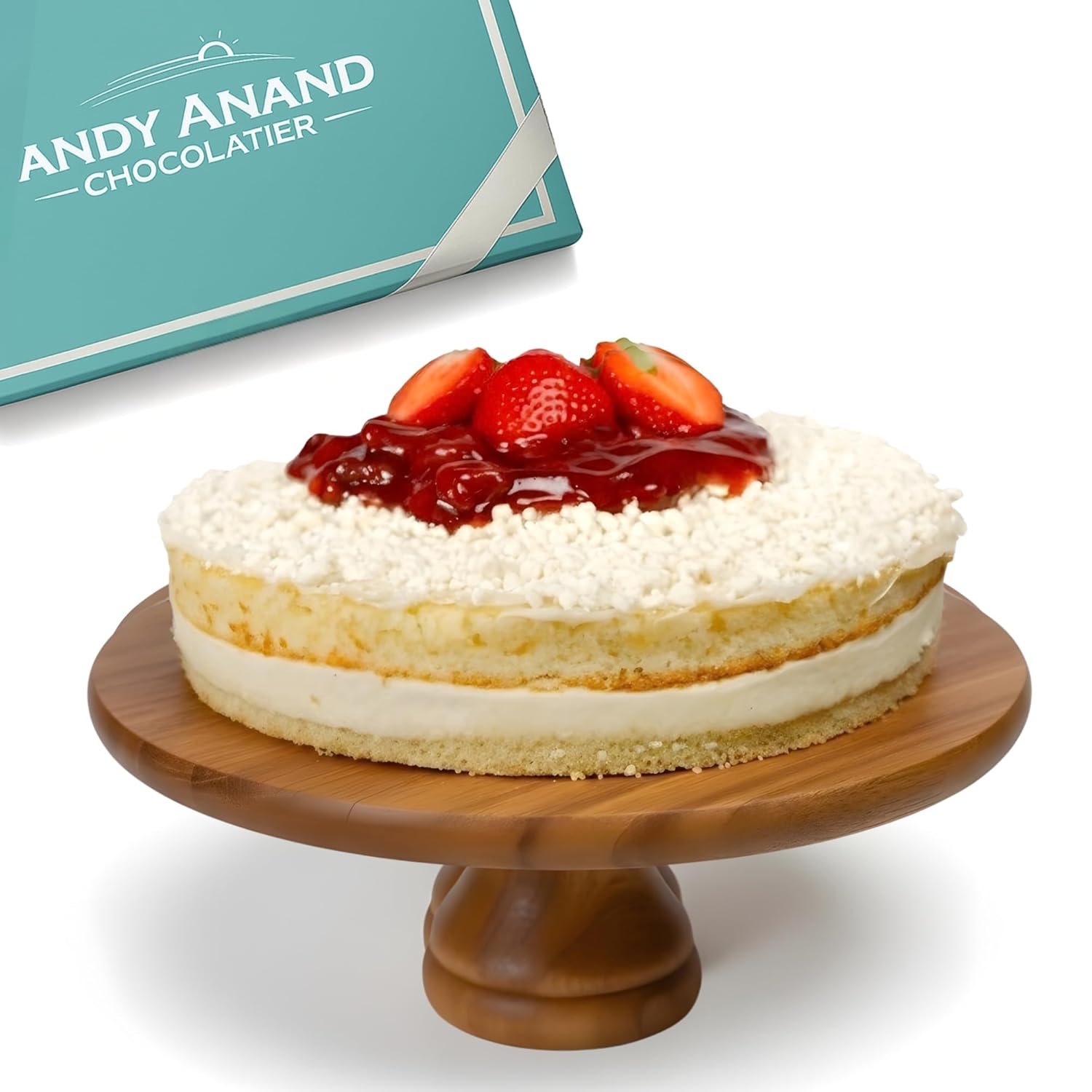 ANDY ANAND CHOCOLATIER Sugar Free White Chocolate Cake, Topped With Strawberry Enjoy The Amazing Taste of a Classic Cake, Diabetic Friendly, Amazingly Delicious, Guilt-Free Dessert For Celebrations (2.5 lbs)