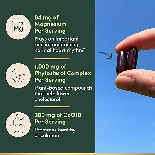 Miniatura 4 de Nature's Bounty Corazón vital avanzado con CoQ10 + magnesio, antioxidante, apoya la presión arterial saludable, colesterol, circulación, fórmula de