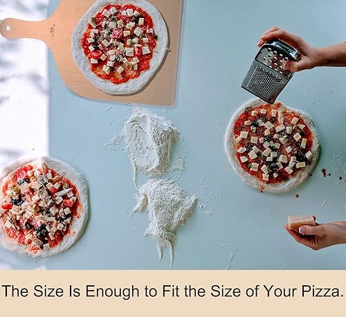 Miniatura 6 de G.a HOMEFAVOR Pala de pizza de madera natural de alta calidad, 12 pulgadas, espátula grande para pizza, tabla de cortar para hornear pizza casera y
