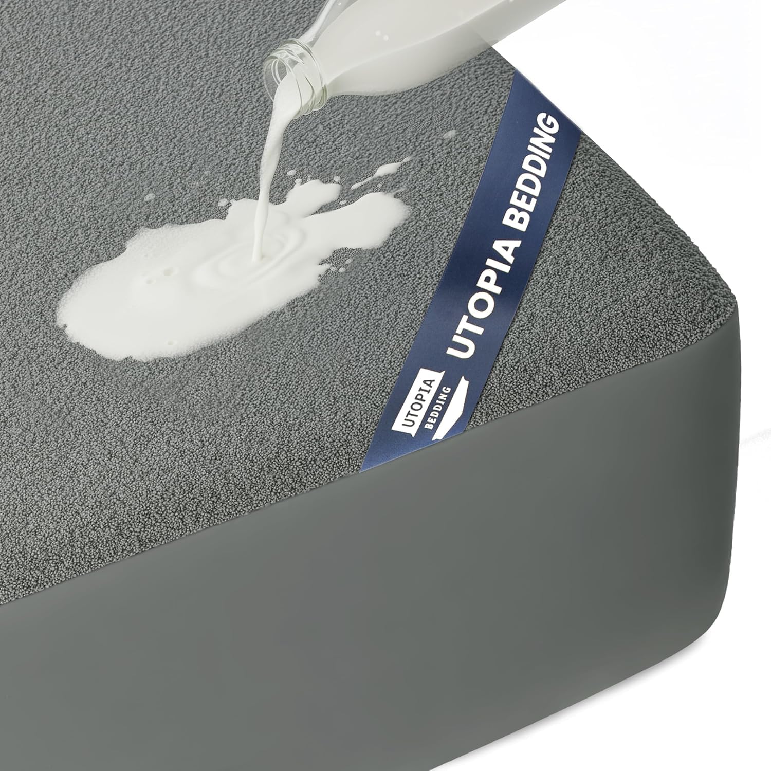 Utopia Bedding Waterproof Mattress Protector Full Size, Premium Terry Mattress Cover 200 GSM, Breathable, Fitted Style with Stretchable Pockets (Gray)