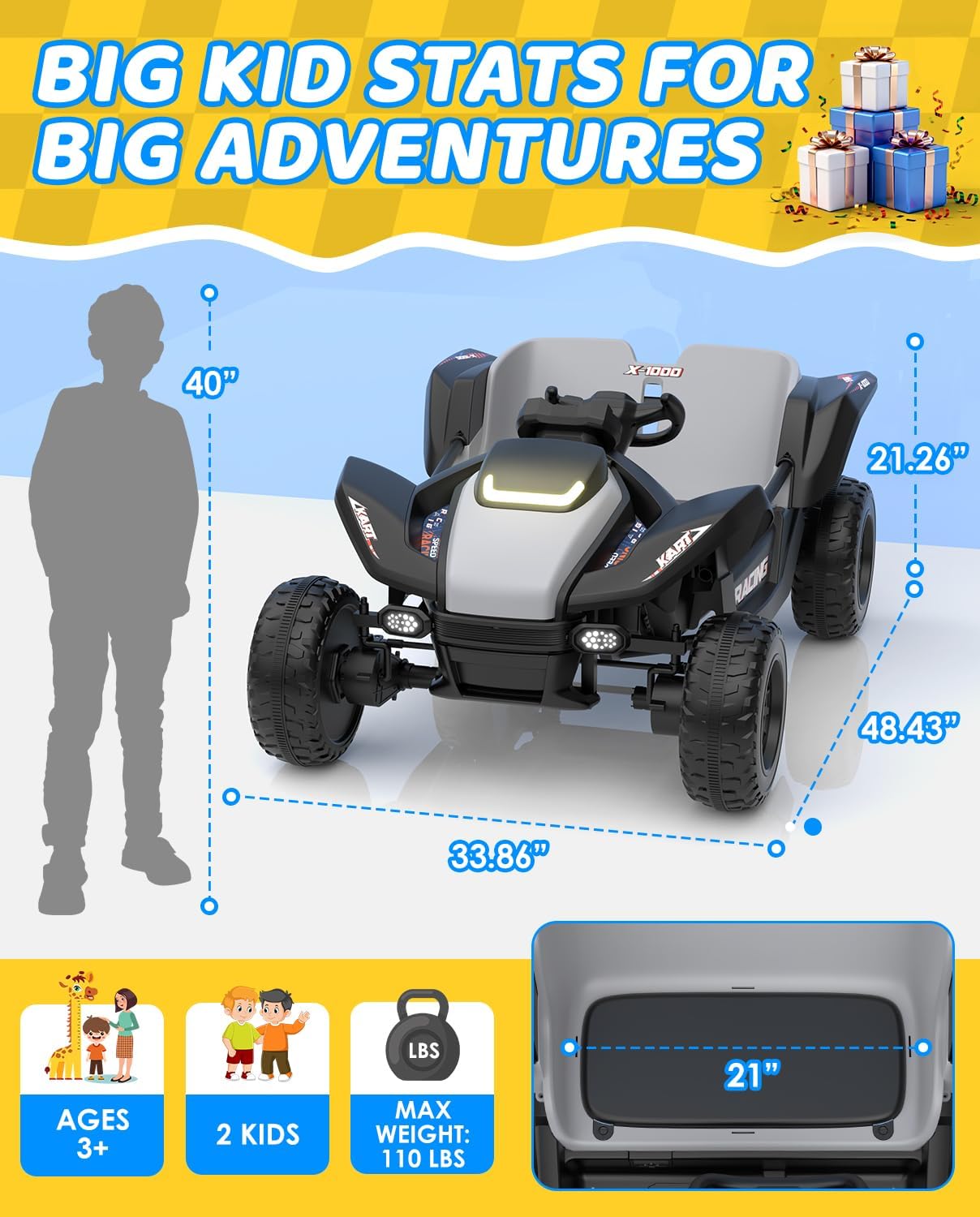 LIGIANT 24V Ride On Toys for Big Kids, 24V 2 Seats, 4WD Ride on Car w/Remote Control, OP70 Electric Car with Multimedia Including Music, Story, Wireless Connection, Ideal Gift for Xmas & Birthday