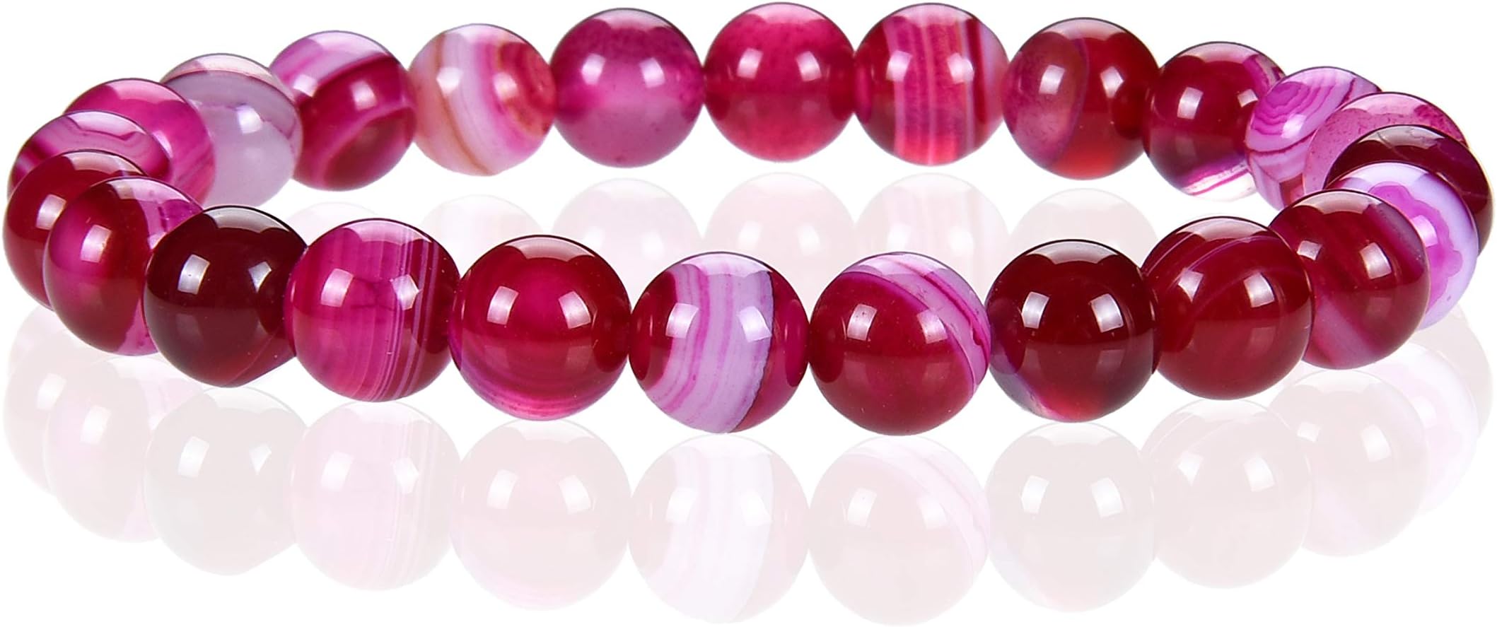 Gemstone Beaded Stretch Bracelet 8mm Round Beads 7"