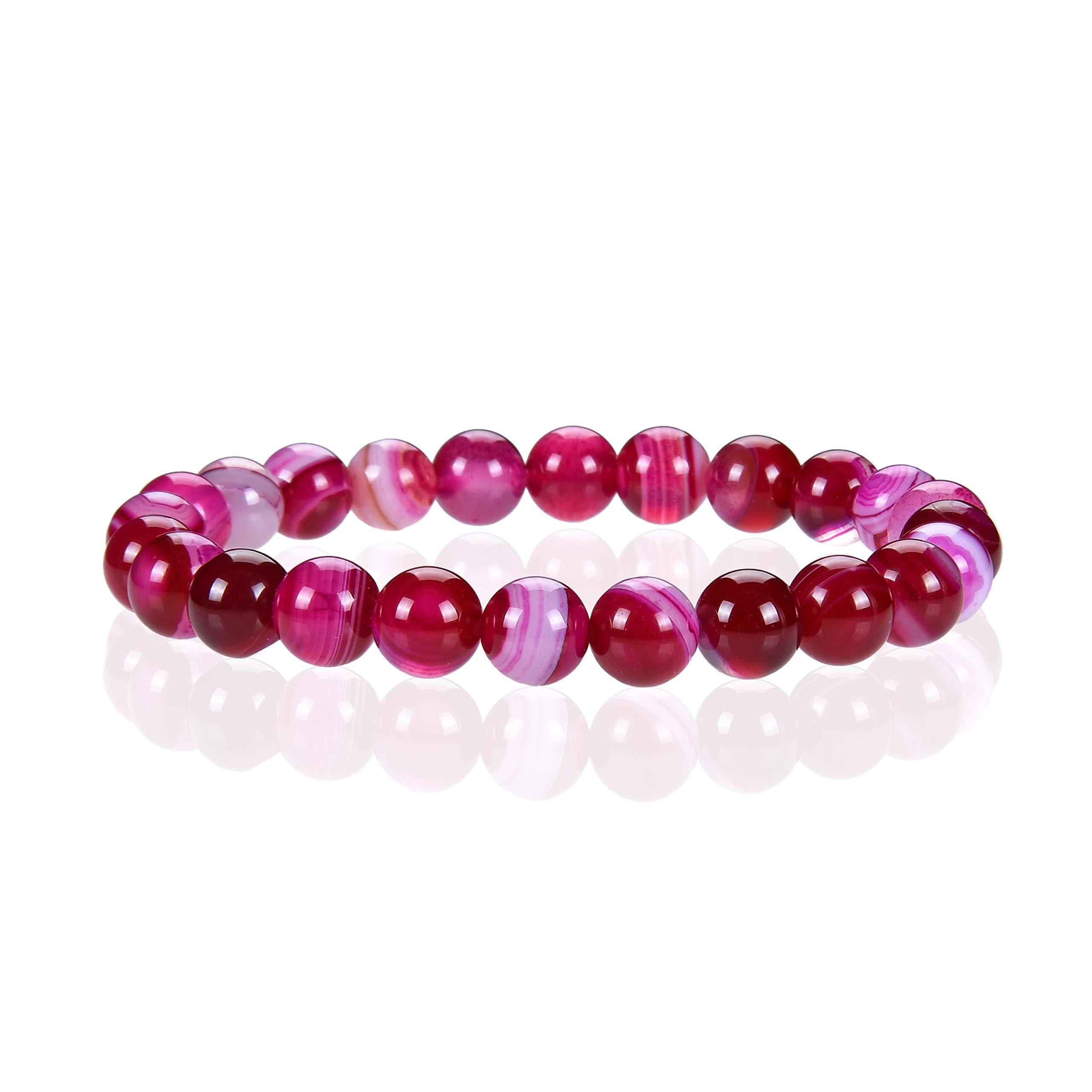 Cherry Tree Collection Gemstone Beaded Stretch Bracelet 8mm Round Beads 7"