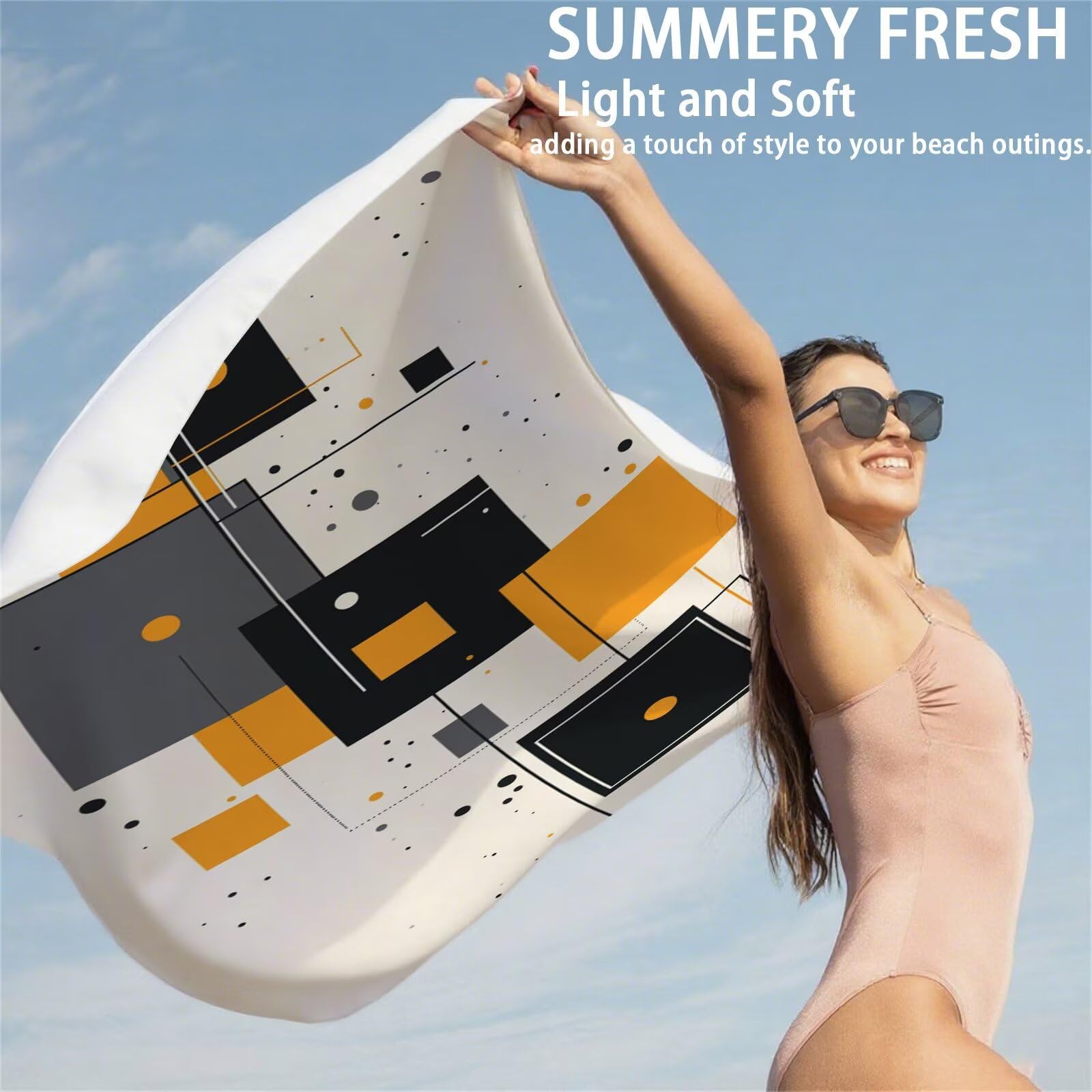 Ręcznik plażowy kremowy ręczniki plażowe dla dorosłych 90 x 180 cm nowoczesny ręcznik z mikrofibry ręcznik kąpielowy bez piasku, miękki, chłonny, szybkoschnący, lekki, do pływania, jogi, na kemping