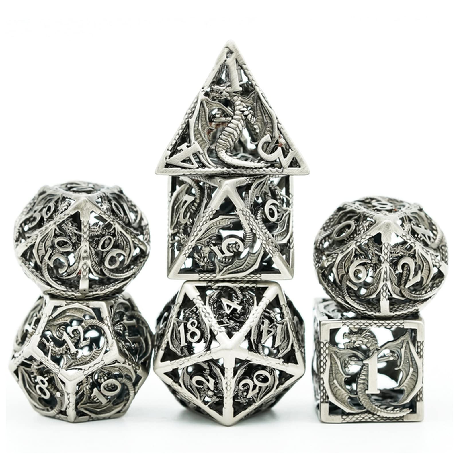 Würfel Hohlmetallwürfel, Fliegender Drache D & D. Würfel 7 Stück DND. Würfel, polyedrale Würfel-Set, for Rollenspiel Spiel MTG Pfadfinder Gezinkte Würfel (Size : Red)