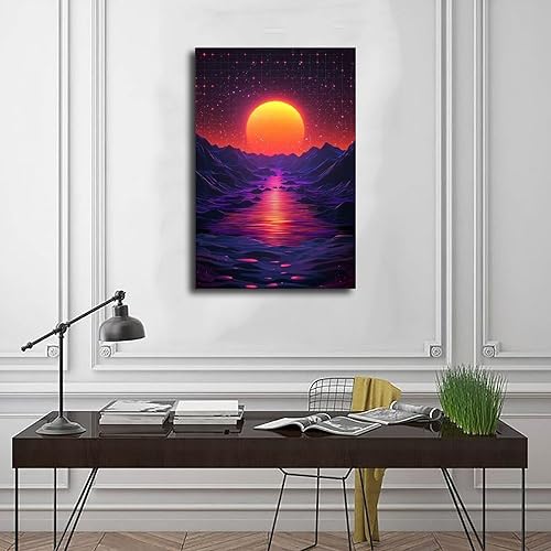 Miniatura 3 de Retro Synthwave Wall Art  Abstract Sci-Fi Universe Print  Neon 80s Futuristic Poster Poster Canvas Artwork Prints Rustic Farmhouse Decorations for