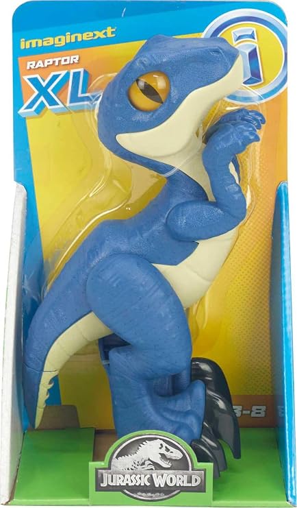 Fisher-Price Imaginext Jurassic World Dinosaur Toy Raptor XL Poseable Figure, 9 Inches Tall, Pretend Play Preschool Kids Ages 3+ Years