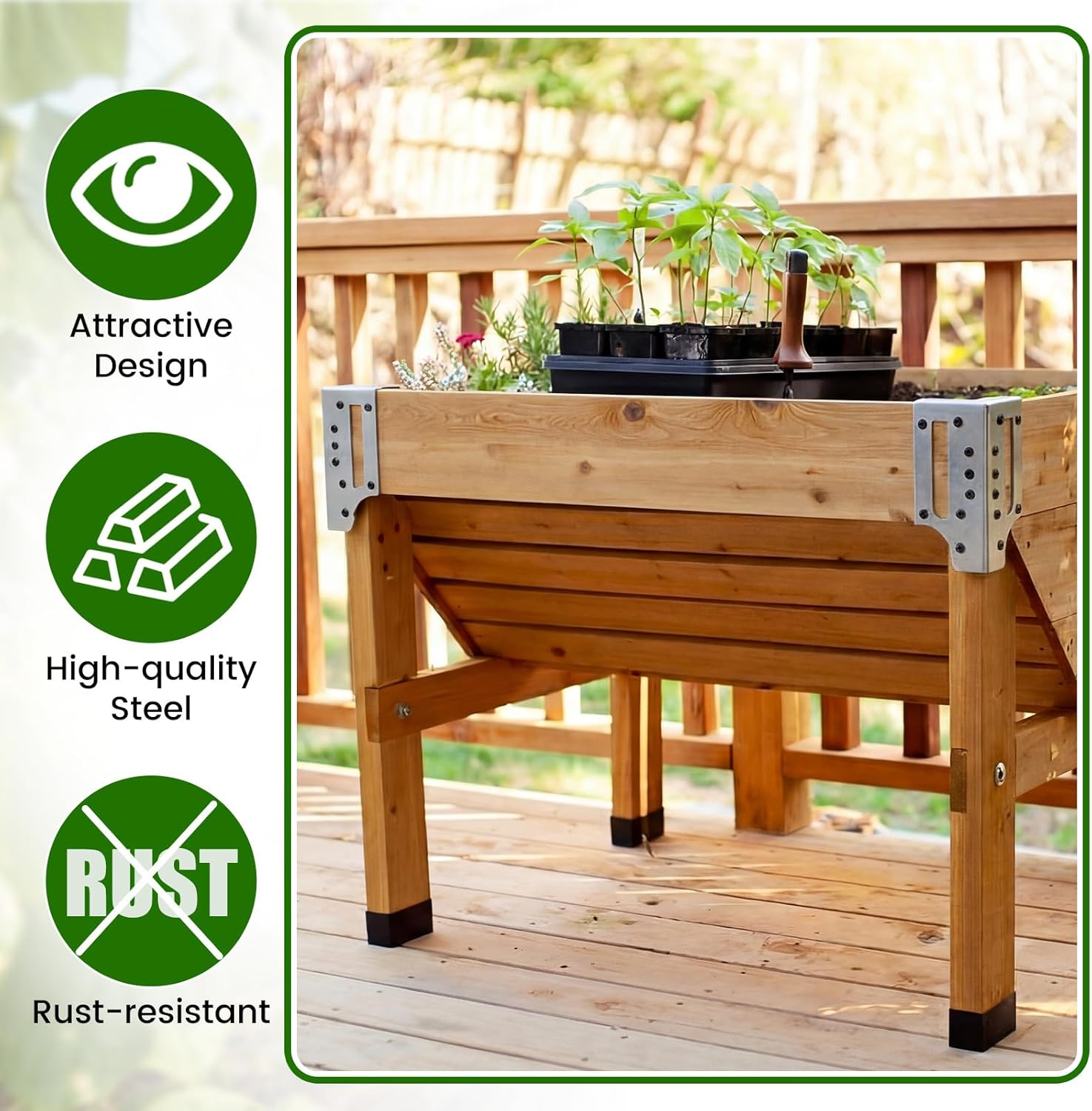 MorningRo 12 Pack Raised Garden Bed Corner Brackets with Securing Lip Fits Lumber up to 2" x 12" Metal Garden Corner Bracket for Wood Frame Bed 4.7" L x 2" W x 10.5" H (Sliver)