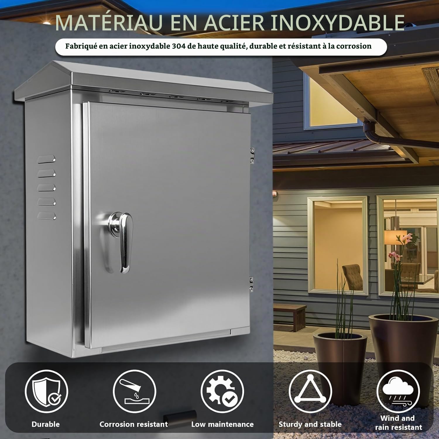 Boîtier Électrique Étanche en Acier Inoxydable pour une Utilisation en Extérieur, 40x30x18 cm, Convient aux Applications Intérieures et Extérieures, pour Dissimuler un Cache Compteur électrique Mural