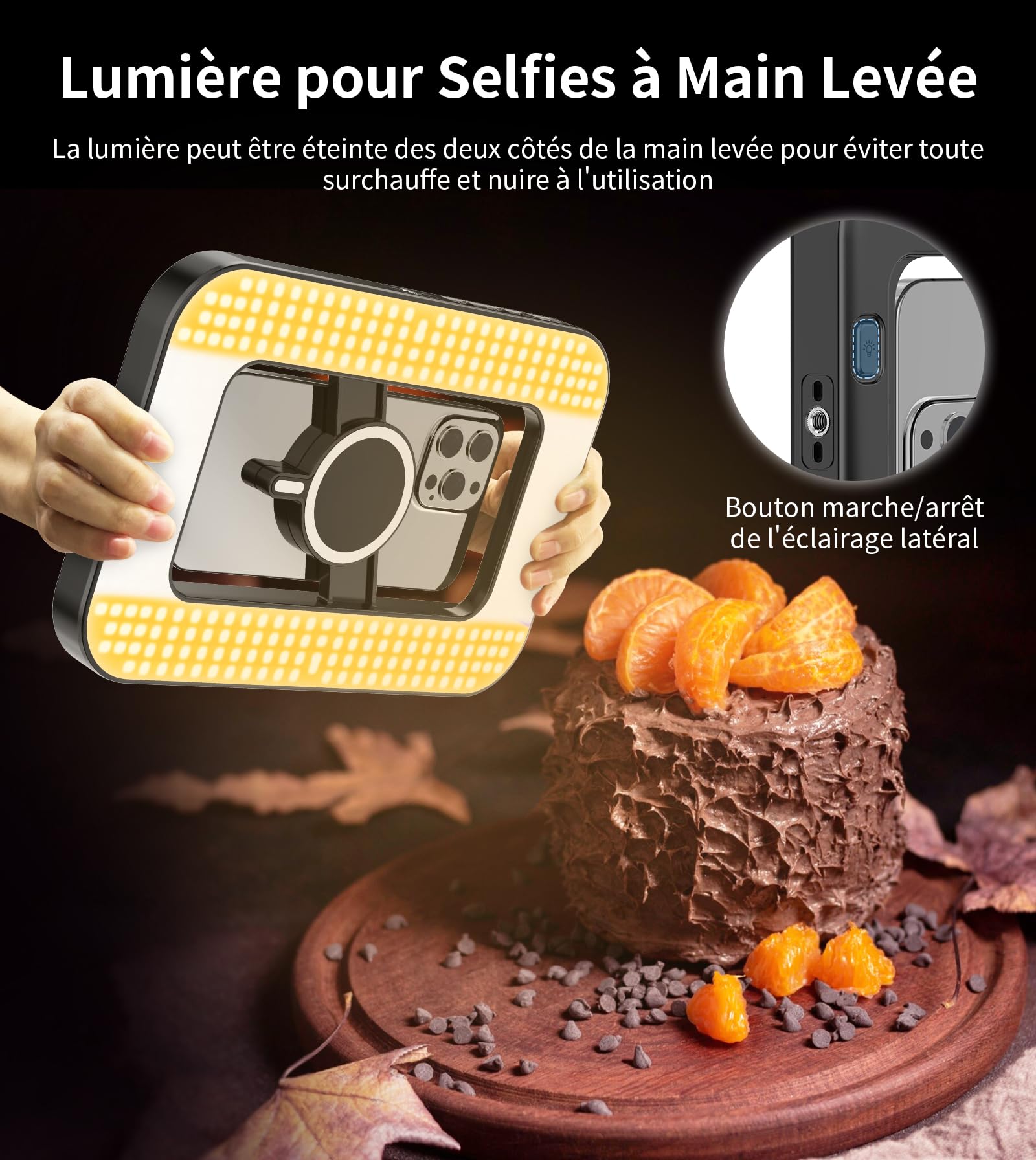 TONEOF Lampe Selfie Portable Rechargeable, Magnétique RGB avec Mini Trépied