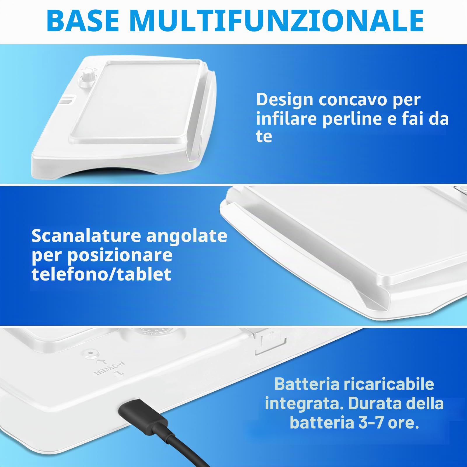 NZQXJXZ 10X Ricaricabile Lente Ingrandimento con Luce e Supporto