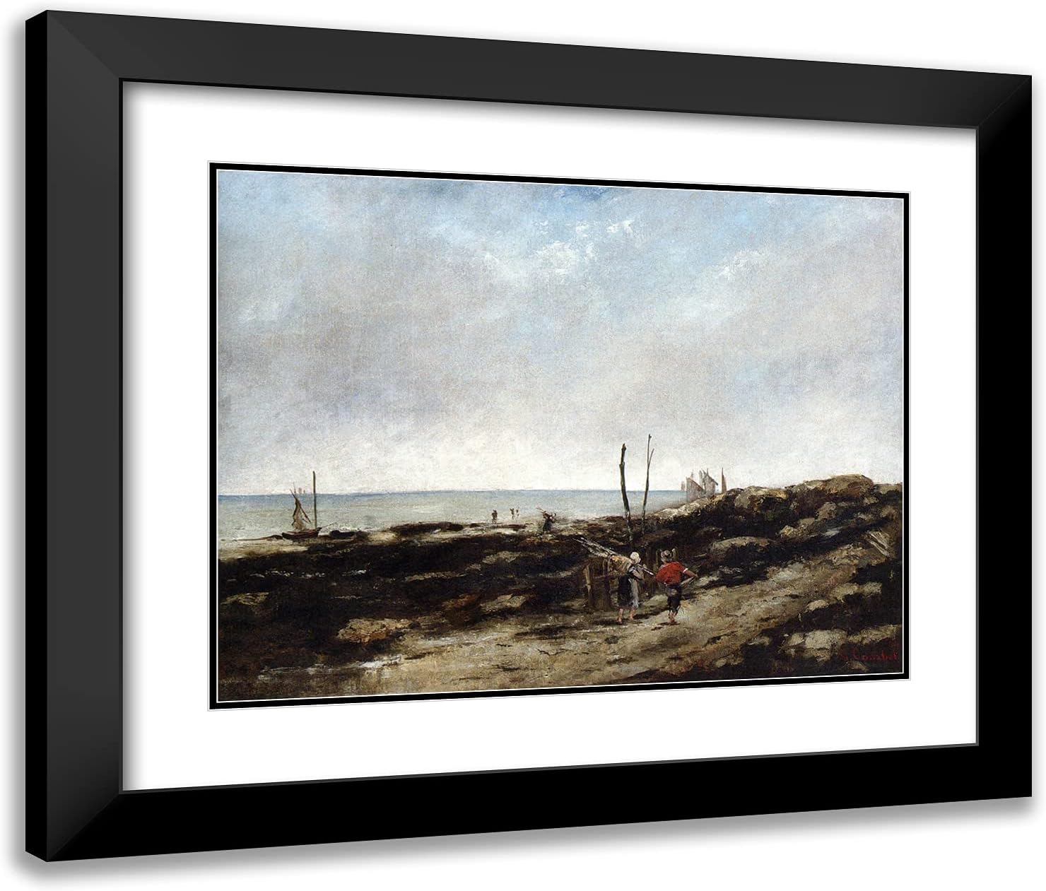 ArtDirect Courbet, Gustave 24x20 Gold Ornate Framed Art Print with Double Matting Titled: Going Fishing