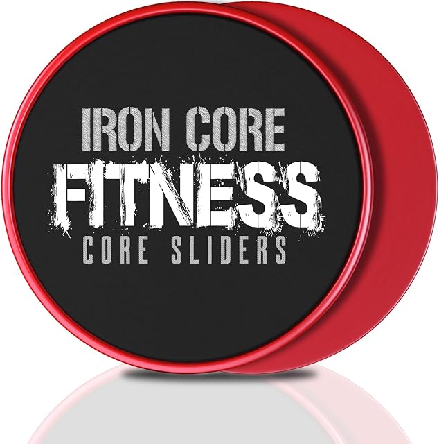 Iron Core Fitness 2 x Dual Sided Gliding Discs Core Sliders Ultimate Core Trainer- Gym Home Abdominal Total Body Workout Equipment. Use on ALL surfaces.