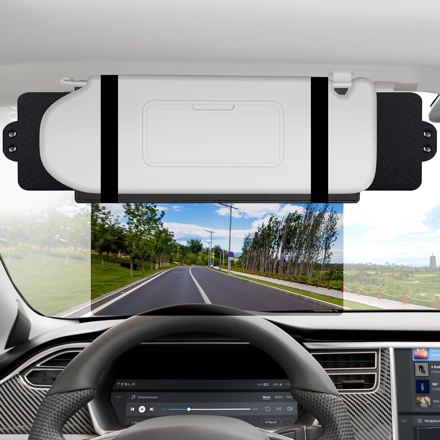 Veharvim Sun Visor Extender for Car with 2 Side Sunshade, Polarized UV400 Visor Extender Attachment for Car Visor with PC Lens,Anti-Glare for Safe Driving