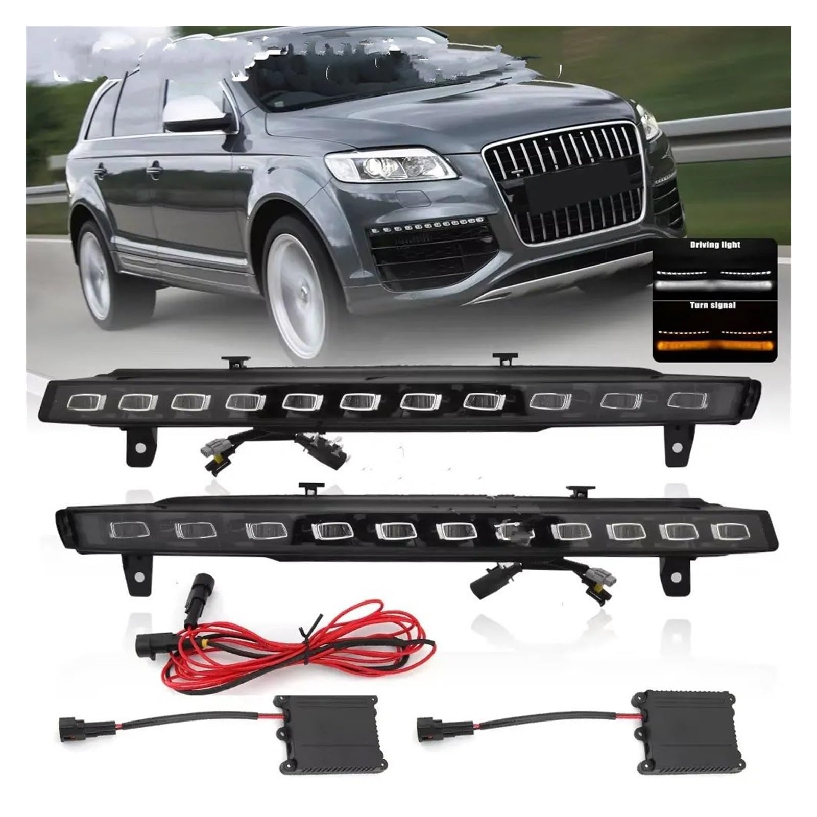 Luz LED De Circulación Diurna Para Q7 2010 2011 2012 2013 2014 2015 Dinámica Amarilla Intermitente DRL Impermeable 12 V Antiniebla Intermitentes Laterales Para Automóviles