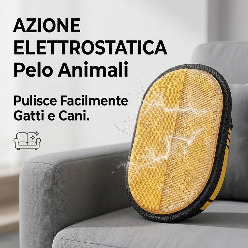 Generico Skimys Guanto Leva Peli Gatto e Cane, Spazzola Rimuovi Peli Animali Riutilizzabile per Divano, Auto e Tappeti, Alternativa al Rullo Adesivo (2PCS)