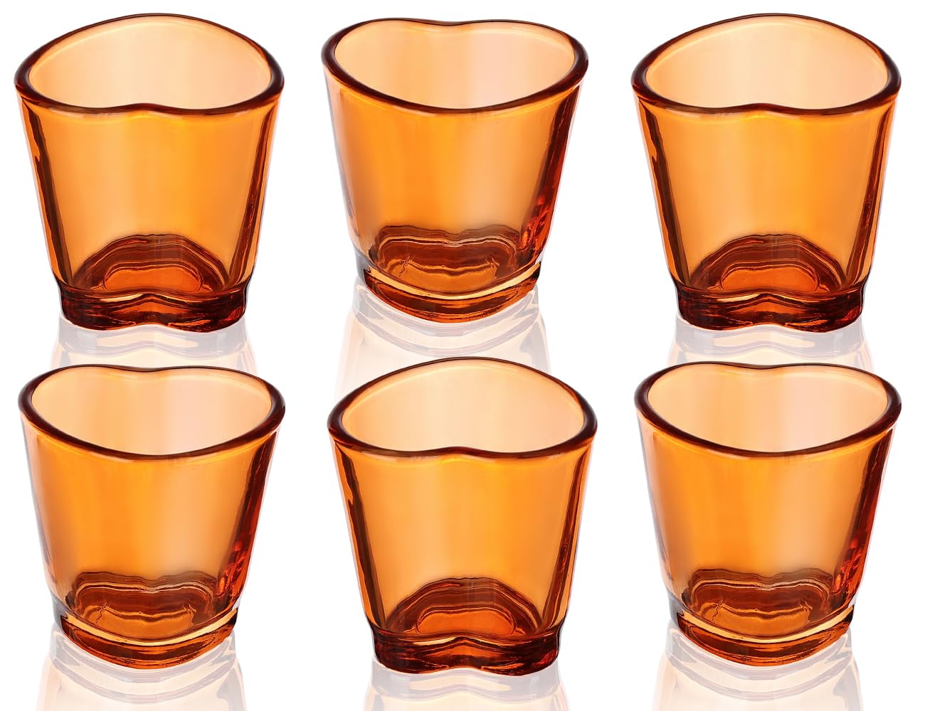 Srgeilzati Heart Shot Glasses Set, Pink Shot Glass Cute For Bar Cart Accessories 1.5oz (6, Orange)