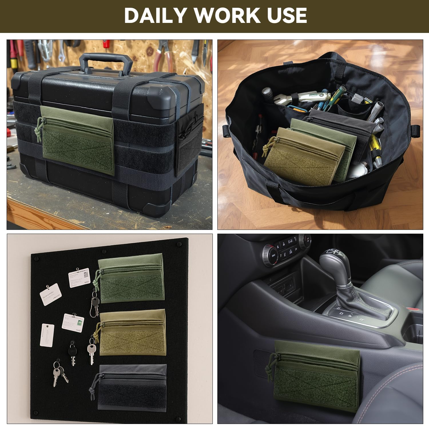 Qavctw 3 Pack Tool Pouch Zipper Bag Tactical Utility Pouches with Hook and Loop Multipurpose Storage Organizer Tool Pouches - Image 6