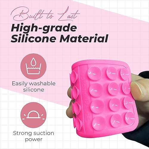 Miniatura 4 de Paquete de 2 agarraderas adhesivas de silicona para teléfono con 24 ventosas para soporte de teléfono con ventosa, ideal para selfies y videos,