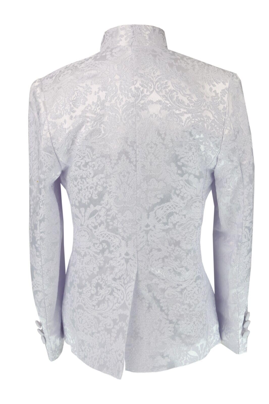 Traje de Esmoquin de 6 Piezas con diseño de Cachemira Floral Blanco para niño, para Bautizo, comunión y Todas Las Ocasiones Especiales