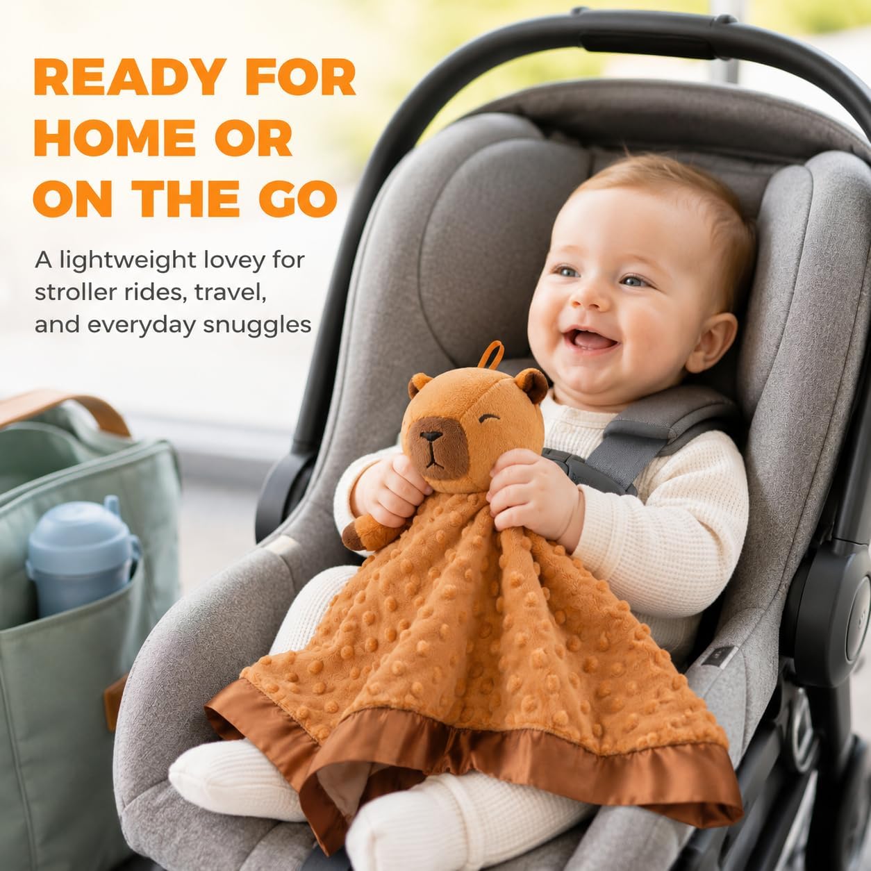 Capybara Baby Security Blanket Gifts - 17"x17" Newborn Lovey Stuffed Animals Toys, Babies boy & Girl Essentials, Gender Neutral Items Must Haves, Infant Soft Plush Personalized Unisex for 0-6 Months