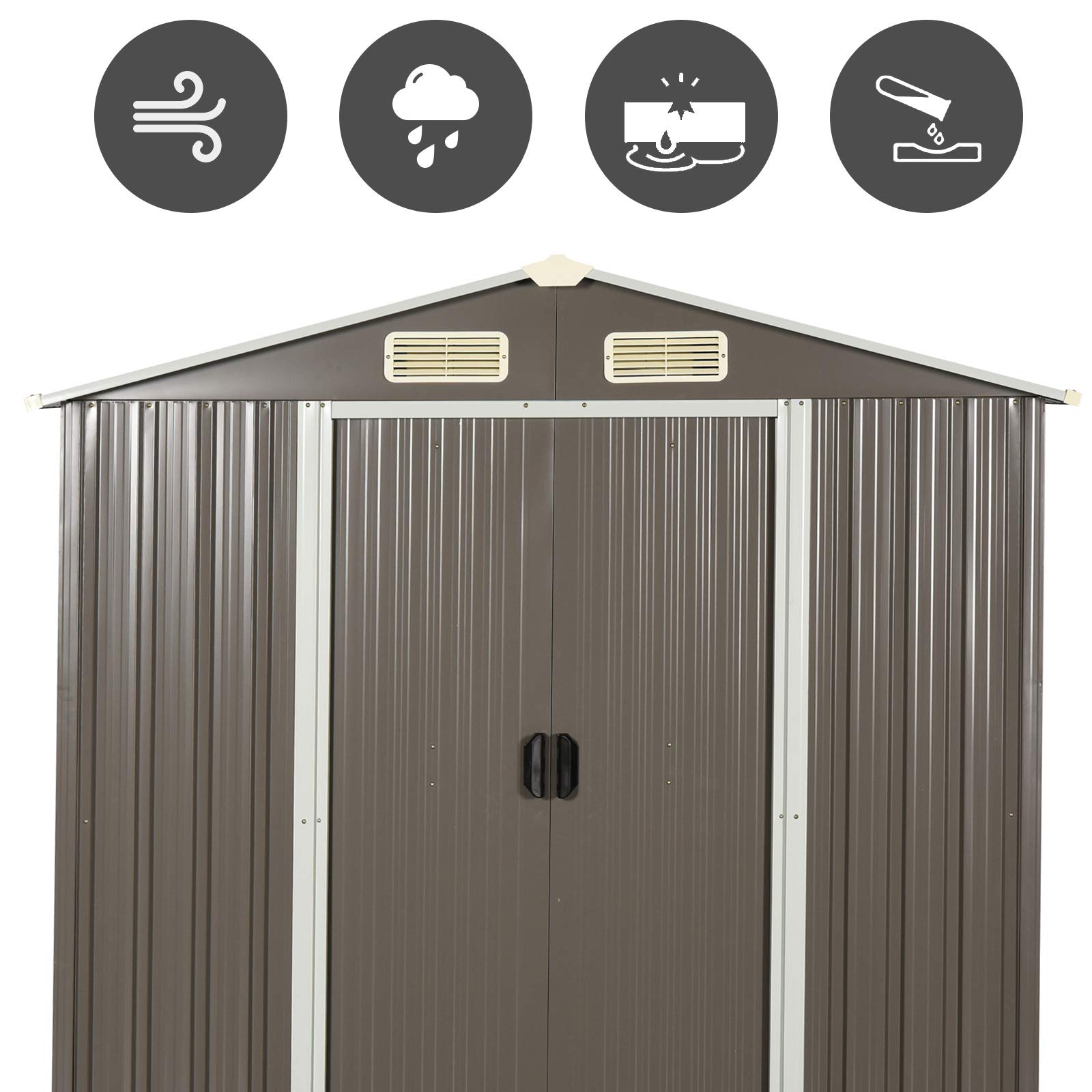 Outsunny 6 x 3.6 ft Corrugated Metal Garden Storage Shed w/Sliding Door