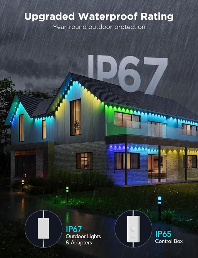 Govee Luces Permanentes Exterior Pro 200ft 120 LED RGBIC Impermeable IP67 miniatura 5