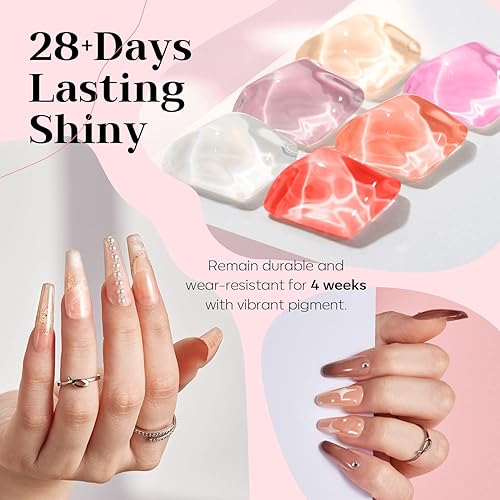 Miniatura 4 de Modelones juego de esmalte de uñas en gel de 12 colores, lámpara UV de 48 W, base en gel y acabado, purpurina, cintas de rayas, diamantes de