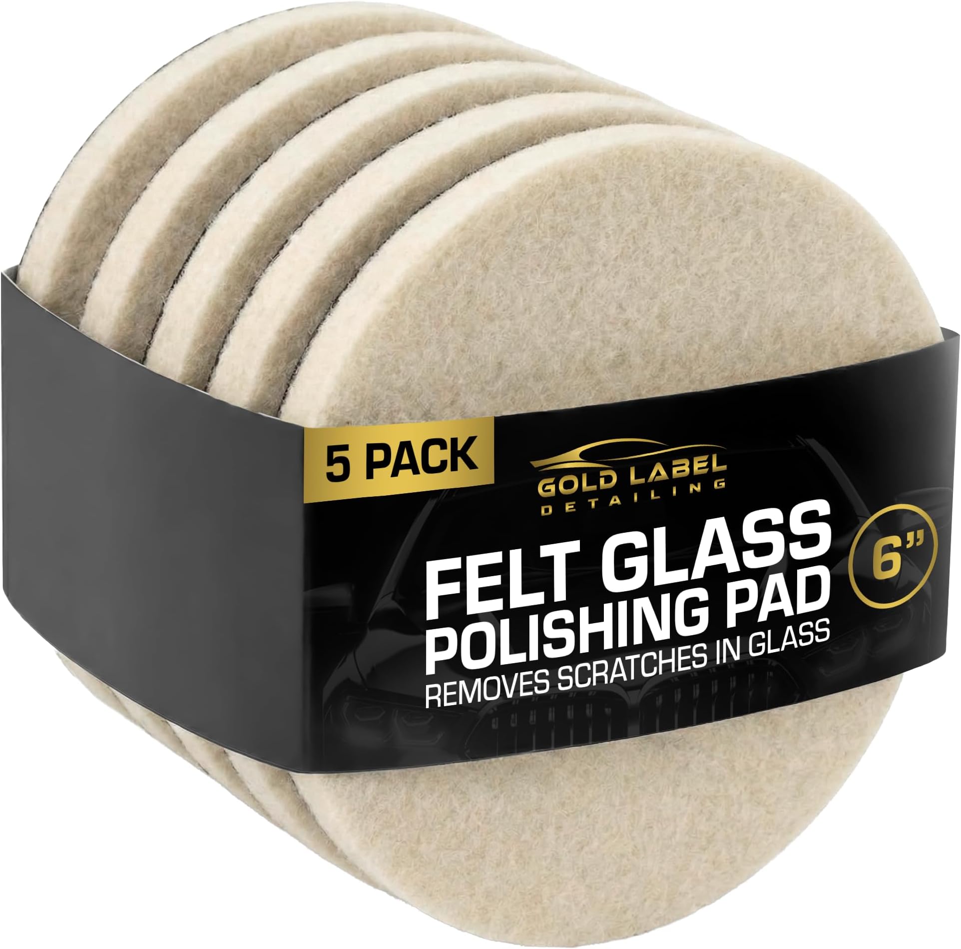 Glass Polishing Pad Discs for Use with Cerium Oxide 5 Pack | 3", 5" and 6" | Remove Scratches and Scuffs in Windshields, Windows, Table Tops and More (6")