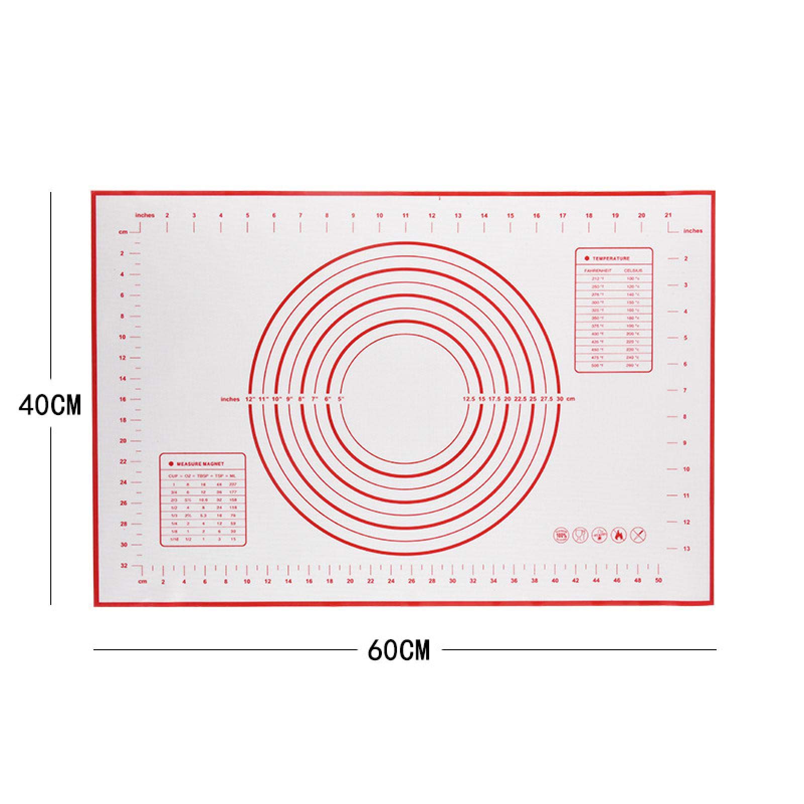 Rodillo ajustable de acero inoxidable de 17 pulgadas, alfombrilla de silicona para hornear, antiadherente, almohadilla de rodillo para masa de fondant, forro para horno, rojo