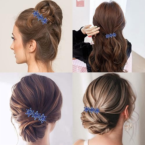 Miniatura 7 de Pinzas para el cabello de cristal austriaco, horquillas con diamantes de imitación, accesorios para el cabello blanco brillante para mujeres y